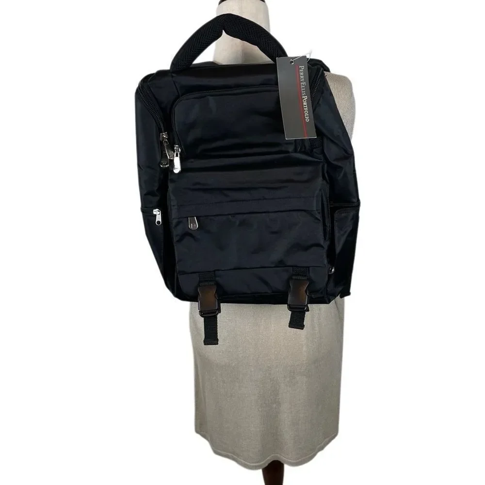 Perry Ellis Portfolio Computer Backpack cushioned top‎ handle black New